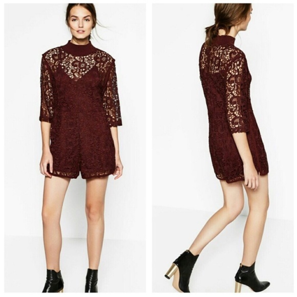 Zara Floral Guipure Lace Jumpsuit Playsuit 5580/249 S